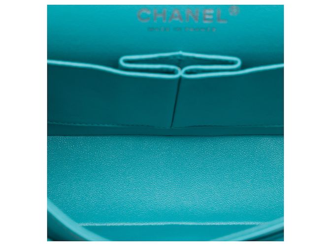 Chanel Blue Medium Classic Lambskin Double Flap Turchese - vista 4
