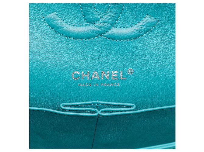 Chanel Blue Medium Classic Lambskin Double Flap Turchese - vista 5