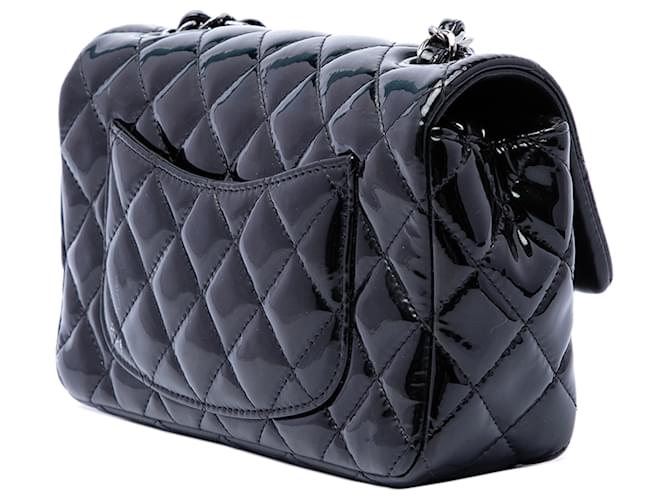 Chanel Black Mini Rectangular Classic Patent Single Flap Nero - vista 2