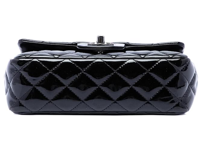 Chanel Black Mini Rectangular Classic Patent Single Flap Nero - vista 3