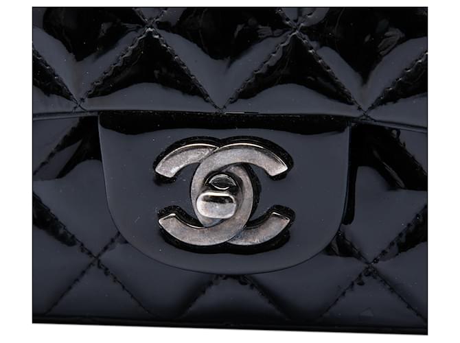 Chanel Black Mini Rectangular Classic Patent Single Flap Nero - vista 5