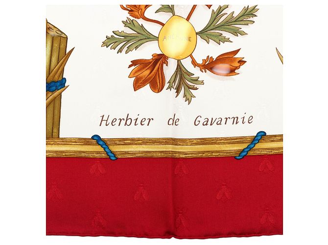 Sciarpa in seta Hermès White Herbier de Gavarnie 90 Bianco - vista 5