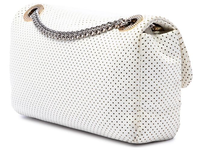 Chanel White Small Perforated Calfskin Reissue 2.55 Drill Flap Bianco - vista 2