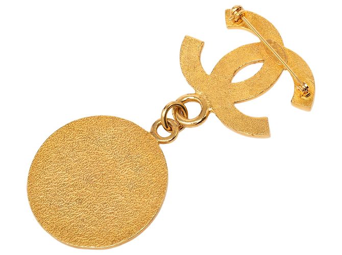 Spilla Chanel Gold CC con Medaglione Placcato Oro D'oro - vista 2