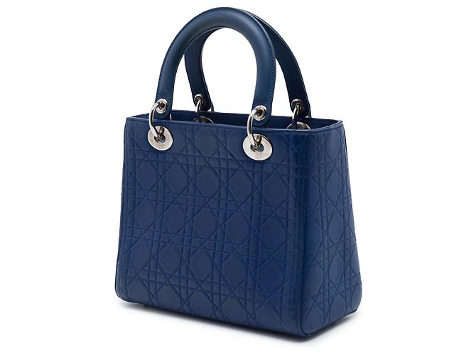 Lady Dior in pelle di vitello con motivo cannage Ultra Matte blu Medium Blu scuro - vista 2