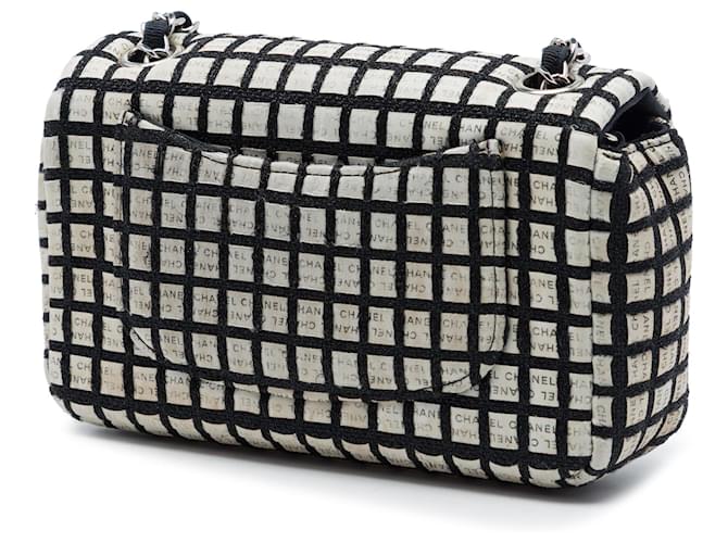 Chanel Black Mini Rectangular Tweed e Ribbon Logo Single Flap Nero - vista 2