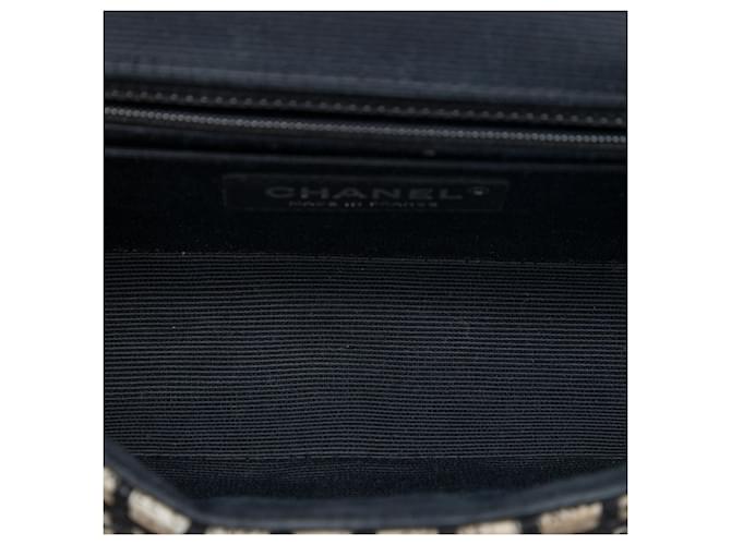 Chanel Black Mini Rectangular Tweed e Ribbon Logo Single Flap Nero - vista 4