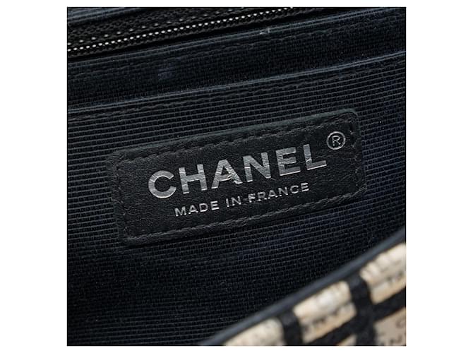 Chanel Black Mini Rectangular Tweed e Ribbon Logo Single Flap Nero - vista 5
