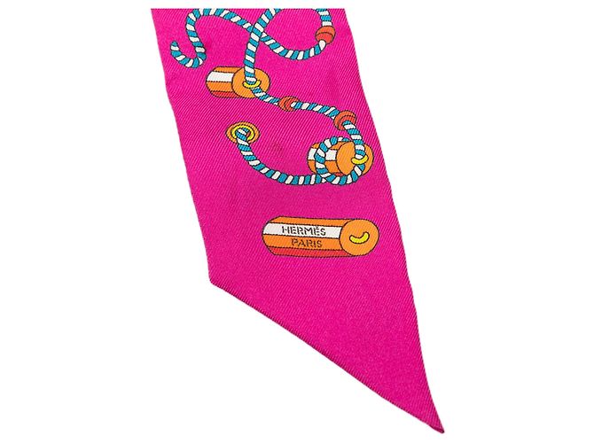 Hermès Pink Cordages Seidentuch Twilly - Ansicht 3