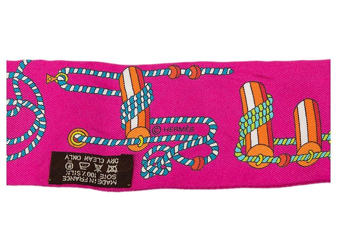 Hermès Pink Cordages Seidentuch Twilly - Ansicht 4