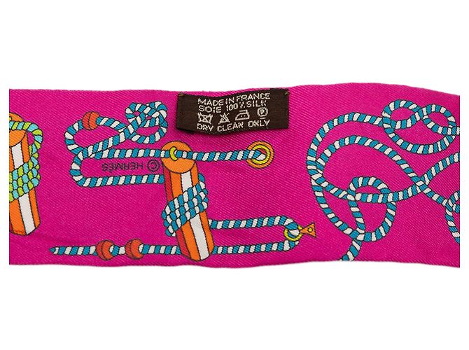 Hermès Pink Cordages Seidentuch Twilly - Ansicht 5