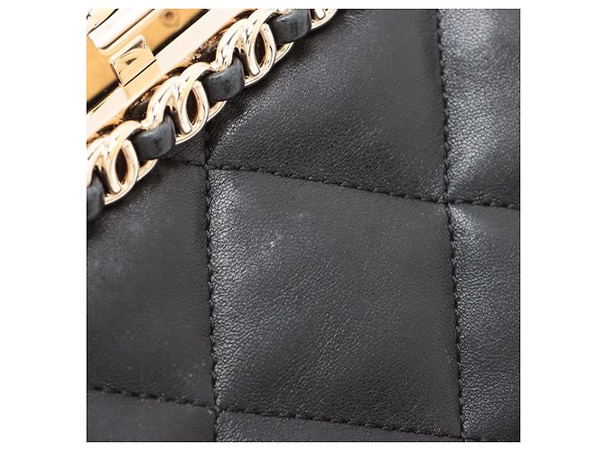 Chanel Black CC Quilted Lambskin Frame Chain Crossbody - vista 9
