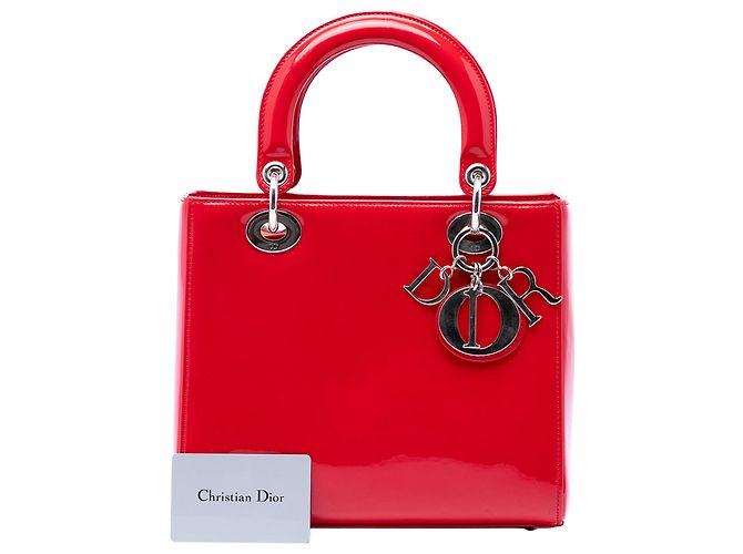 Lady Dior in vernice rosso, misura Medium - vista 7