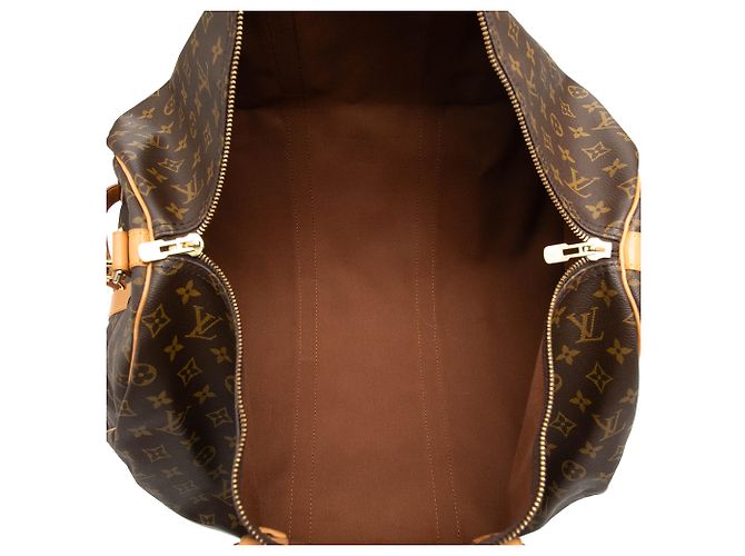 Louis Vuitton Marrone Monogram Keepall Bandouliere 55 - vista 4