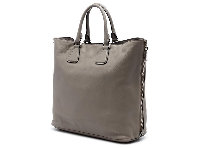 Prada Sac cabas convertible à fermeture éclair latérale en Vitello Daino marron Taupe - vue 2