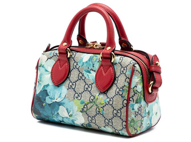 Sac Boston Mini GG Supreme Blooms beige Gucci - vue 2