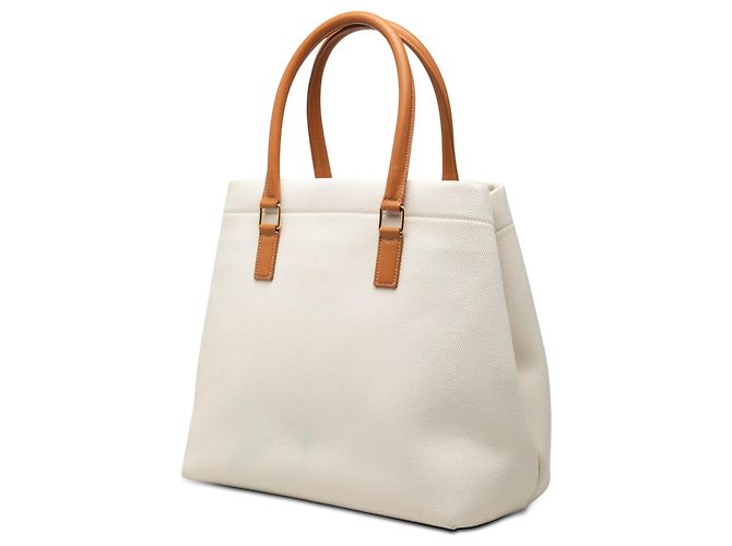 Céline Bolso Tote Horizontal Celine Brown Small Canvas Logo Print Castaño Beige - vista 2