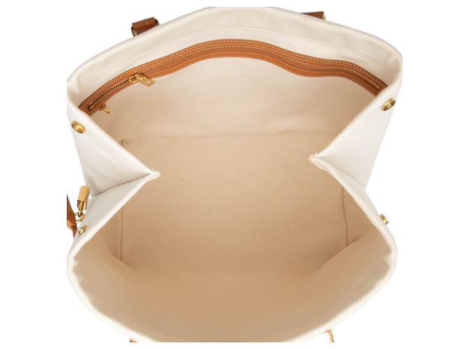 Céline Bolso Tote Horizontal Celine Brown Small Canvas Logo Print Castaño Beige - vista 4