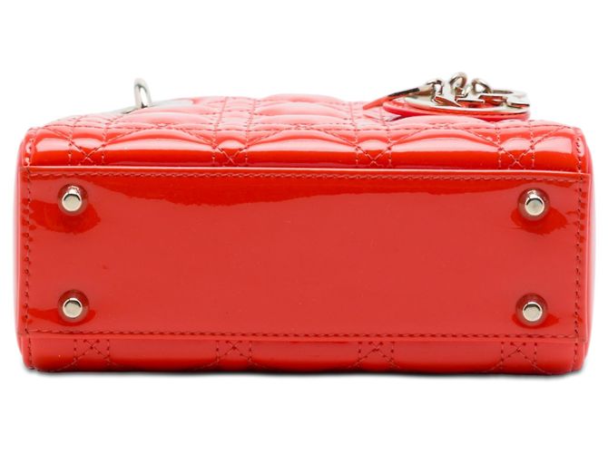 Lady Dior Mini aus Lackleder Cannage Orange Rot - Ansicht 3
