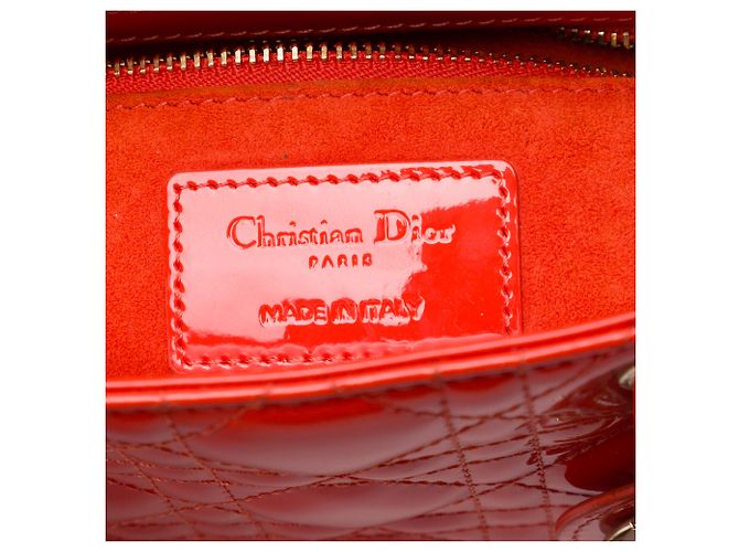 Lady Dior Mini aus Lackleder Cannage Orange Rot - Ansicht 5