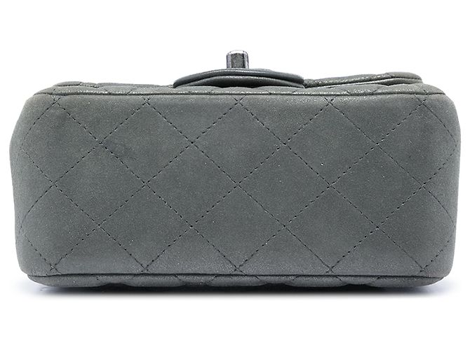Chanel Gray Mini Square Classic Metallic Lambskin Single Flap Marrone Grigio antracite - vista 3