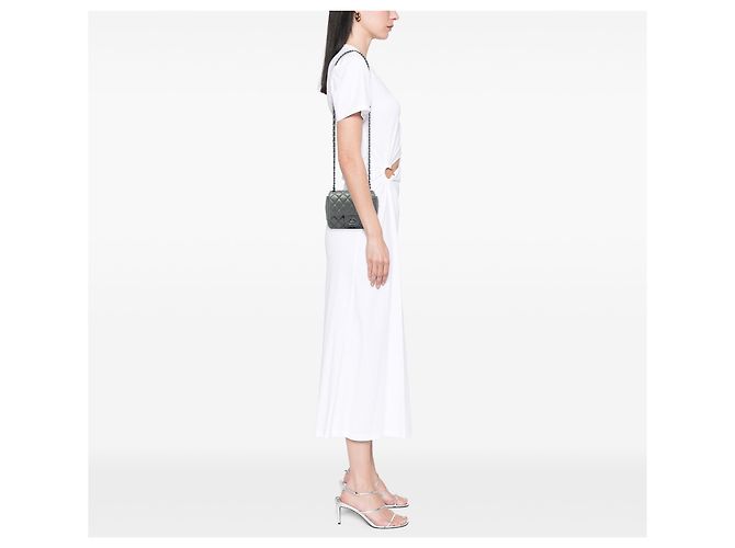 Chanel Gray Mini Square Classic Metallic Lambskin Single Flap Marrone Grigio antracite - vista 5
