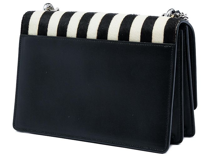 Saint Laurent Borsa a tracolla Monogram Sunset in pony a strisce e pelle di vitello nero, misura Medium - vista 2
