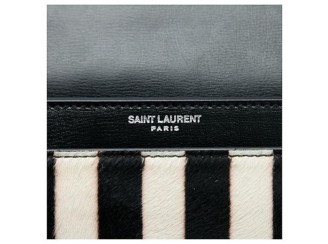 Saint Laurent Borsa a tracolla Monogram Sunset in pony a strisce e pelle di vitello nero, misura Medium - vista 5