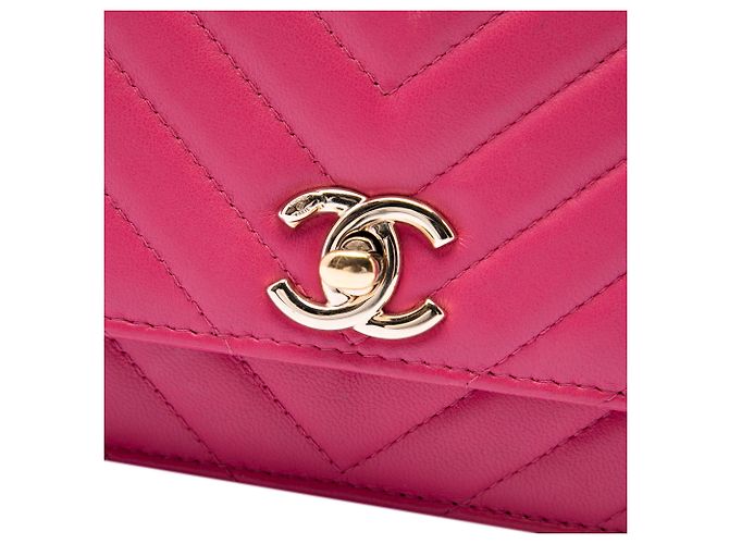 Portafoglio con catena Chanel Pink Chevron Lambskin Trendy CC Rosa - vista 5
