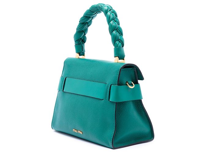 Borsa Miu Miu Blue Mini Goatskin Madras Click Top Handle - vista 2
