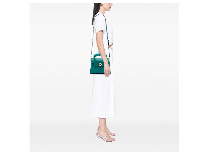 Borsa Miu Miu Blue Mini Goatskin Madras Click Top Handle - vista 6