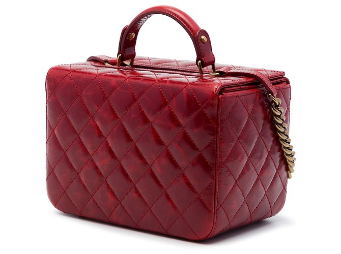 Chanel Red CC Quilted Glazed Calfskin Rita Vanity Case Rosso - vista 2