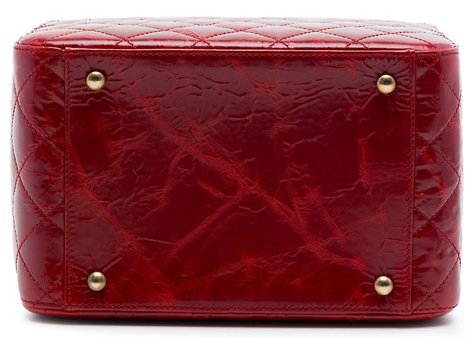 Chanel Red CC Quilted Glazed Calfskin Rita Vanity Case Rosso - vista 3