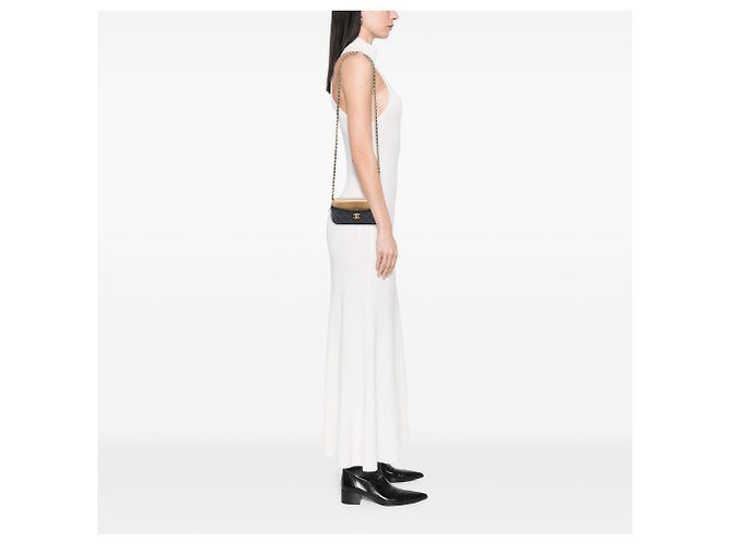 Chanel Black CC gestepptes Lammfell und Wildleder Doppelzip-Handytasche mit Kette Schwarz - Ansicht 6