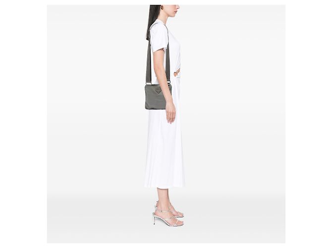 Borsa a tracolla Prada Gray Tessuto Zip Top Marrone - vista 6
