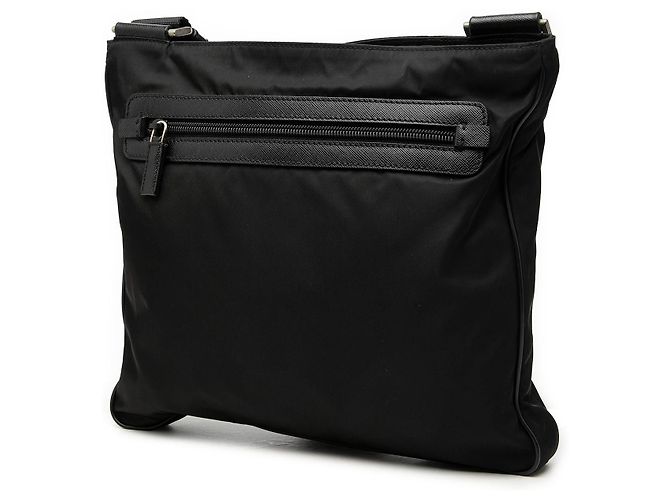 Prada Black Saffiano Trimmed Tessuto Zip Top Umhängetasche Schwarz - Ansicht 2
