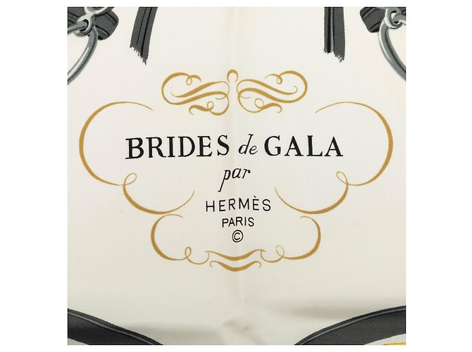 Sciarpa in seta Hermès White Brides de Gala 90 Bianco - vista 3