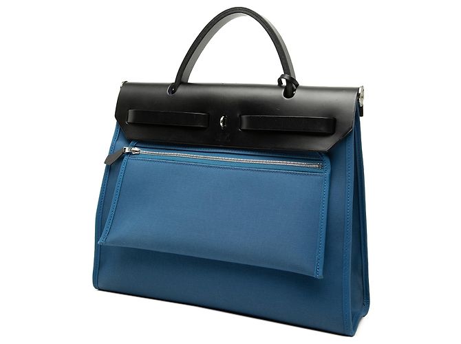 Hermès Blue Toile Herbag Zip 31 - vista 2