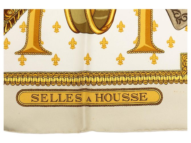Pañuelo de seda Hermès White Selles a Housse 90 Blanco - vista 4