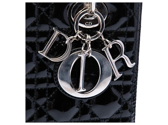 Dior Lady Dior Cannage negro medio en charol - vista 5