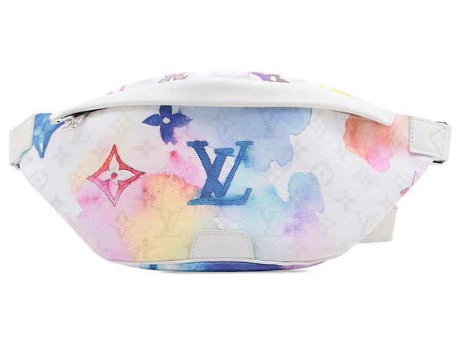 Marsupio Louis Vuitton White Monogram Watercolor Discovery PM Bianco - vista 2