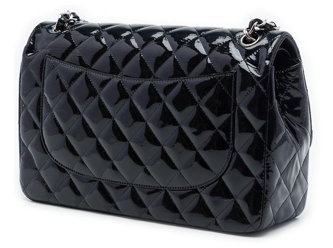 Chanel Black Jumbo Classic Patent Double Flap Nero - vista 2