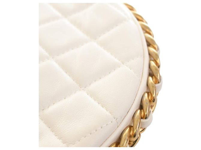 Clutch Chanel White Mini Lambskin Round Camellia Bianco Bianco sporco - vista 11