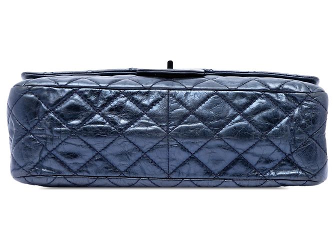 Chanel Blue Quilted Metallic Aged Calfskin Reissue 2.55 Double Flap 227 Blu navy - vista 3