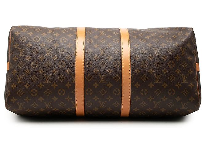 Louis Vuitton Marrone Monogram Keepall Bandouliere 55 - vista 3