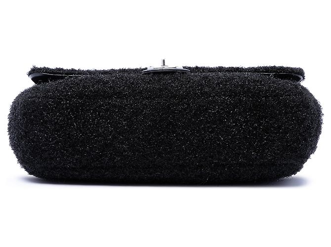Chanel Black Medium Quilted Metallic Knit Pluto Glitter Flap Nero - vista 3