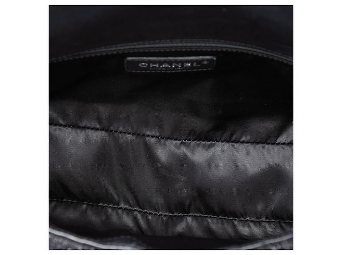 Chanel Black Medium Quilted Metallic Knit Pluto Glitter Flap Nero - vista 4