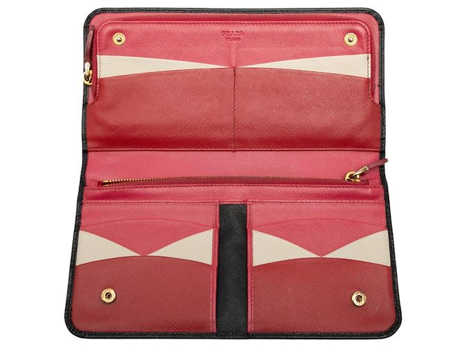 Prada Black Saffiano Zip Around Long Wallet - view 4