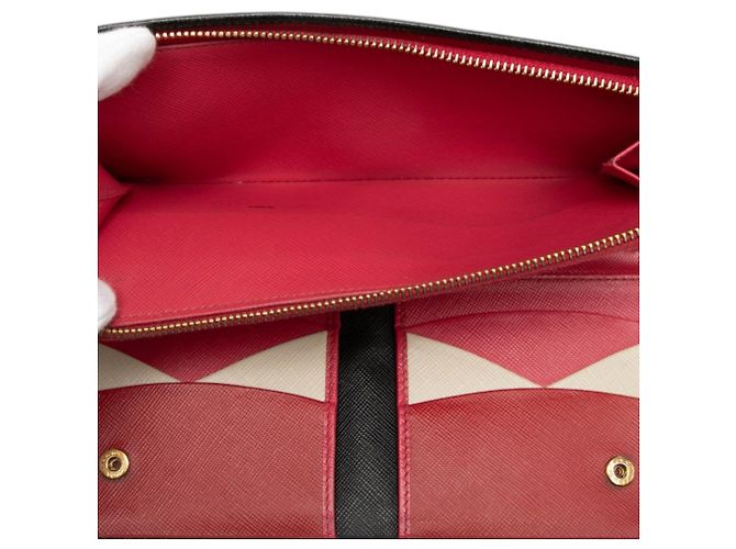Prada Black Saffiano Zip Around Long Wallet - view 5