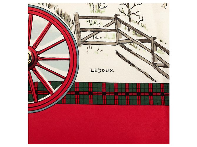 Hermès Seidentuch Red L Hiver En Poste 90 - Ansicht 5